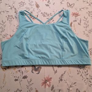 Torrid Happy Camper Aqua Strappy Back Sports Bra Size 5 Plus Activewear